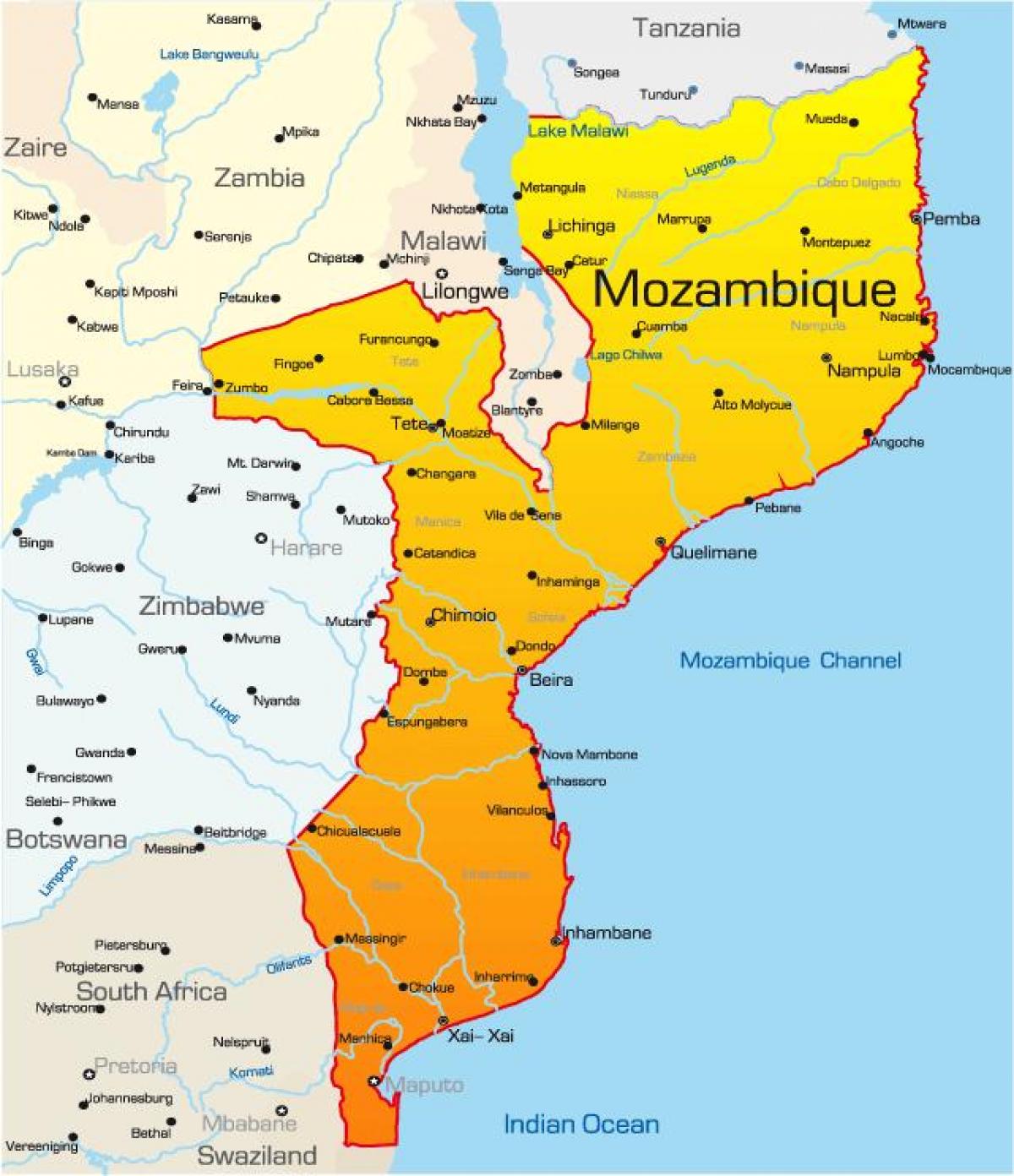 карта Мозамбика