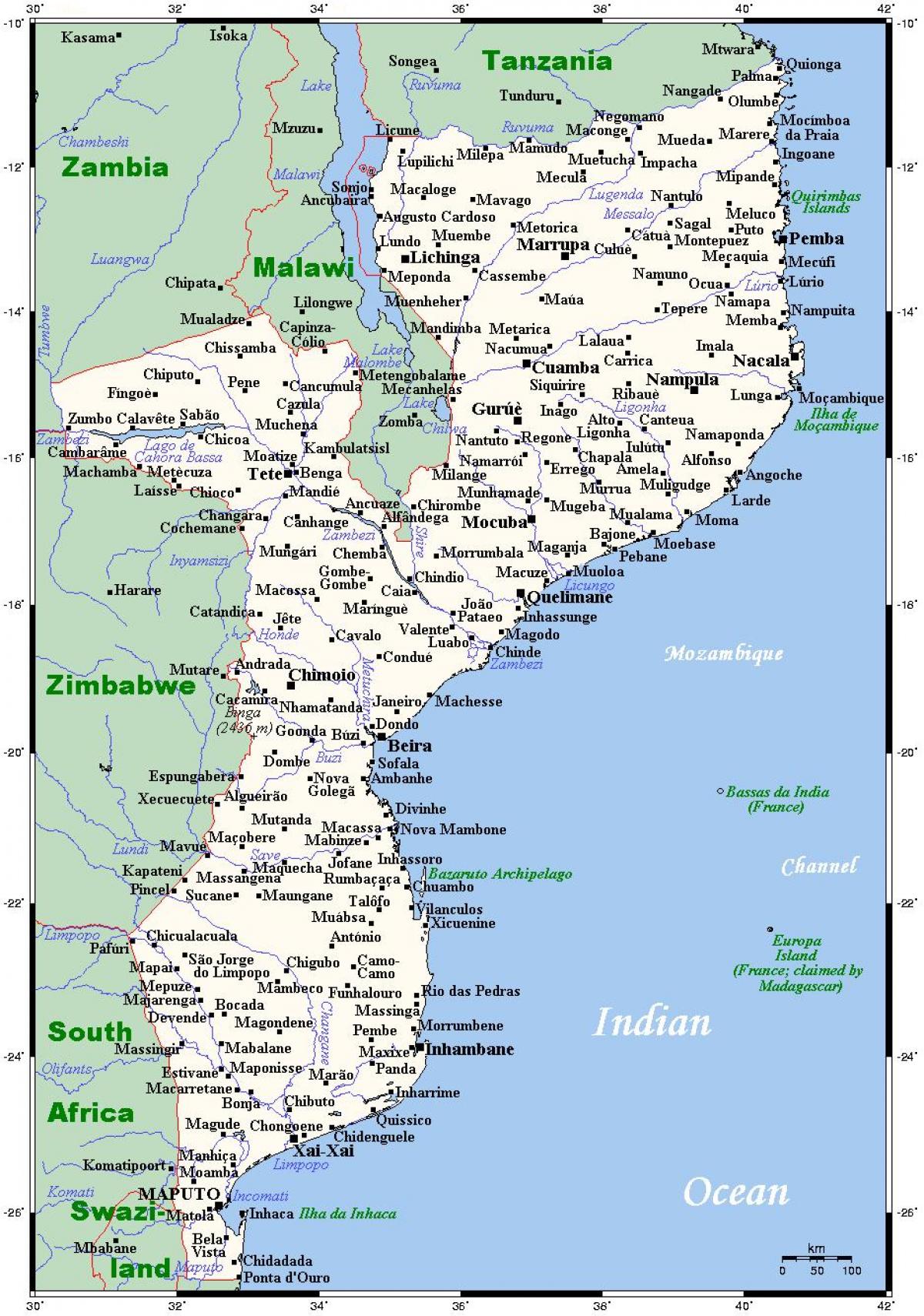 карта города Мозамбика 