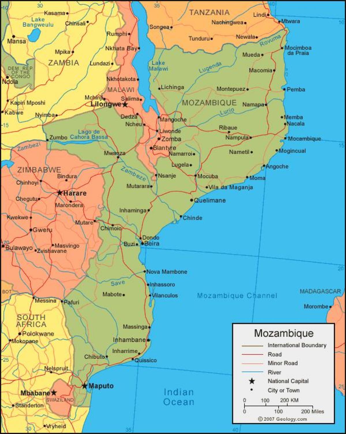 карта побережья Мозамбика 